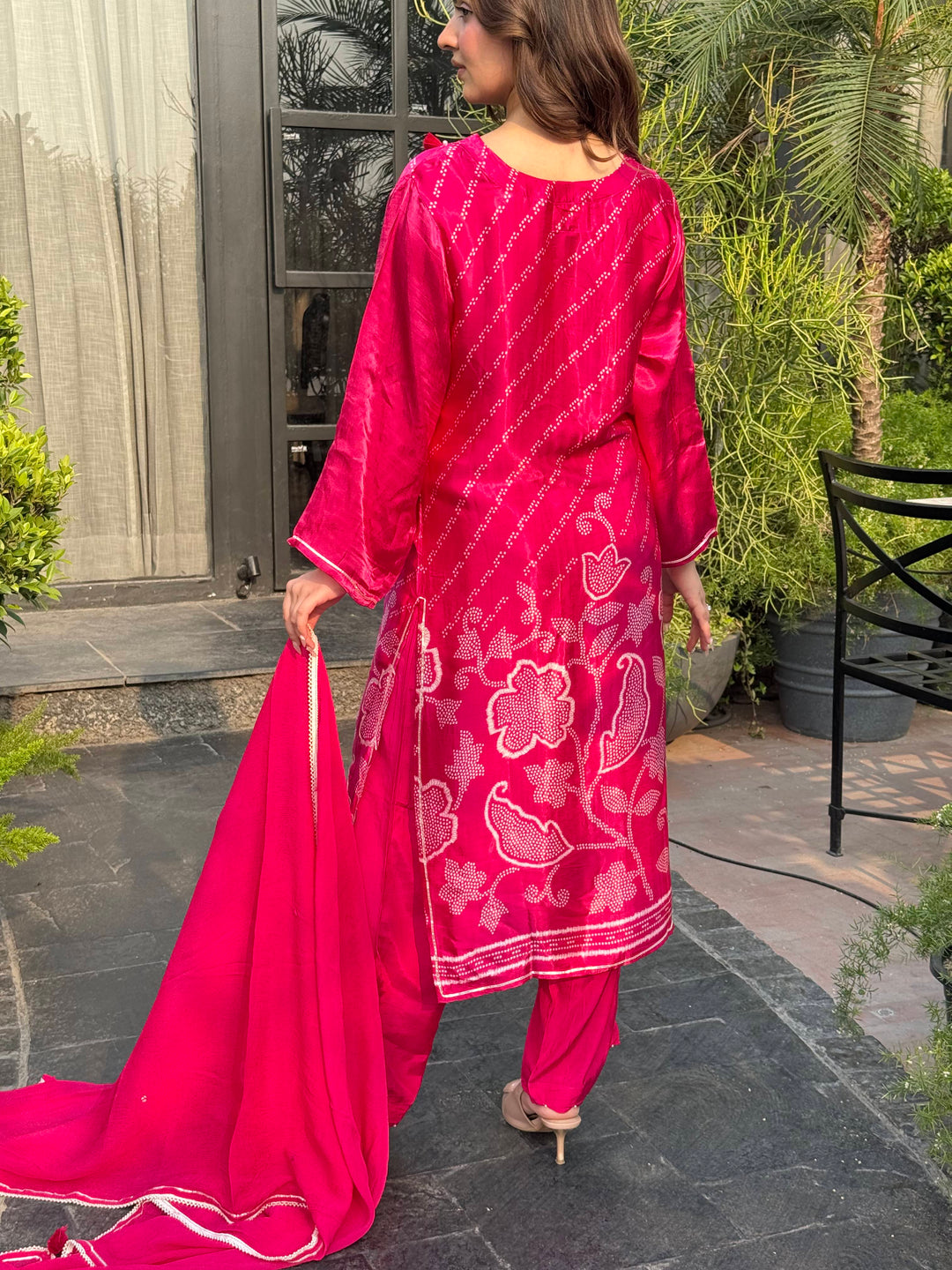 Rania Pink Satin Suit Set