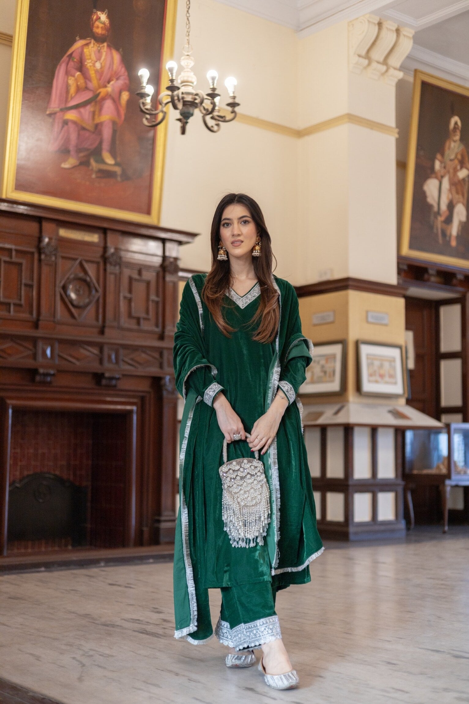 Emerald A-Line Velvet Suit Set – DIMPLE DESIGN STUDIO