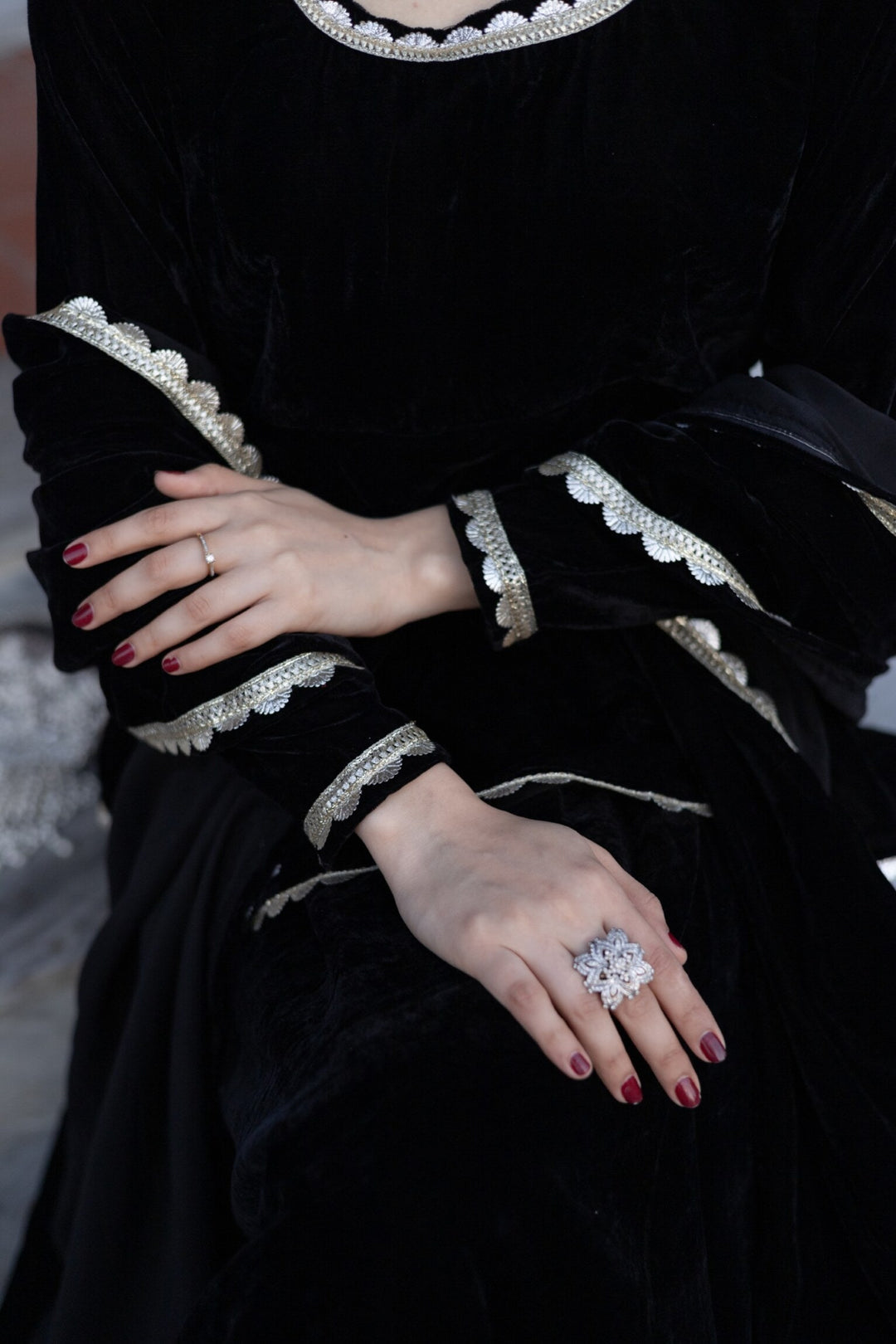 black peplum dress pakistani Designer outfit
