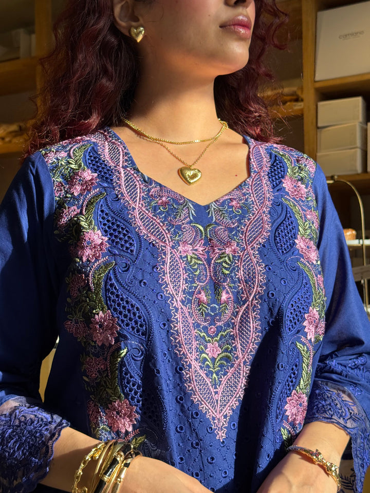 Aneeta Blue Cotton Lawn Suit Set