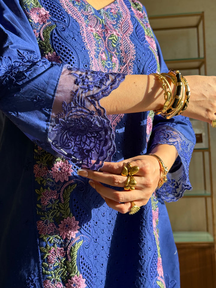 Aneeta Blue Cotton Lawn Suit Set