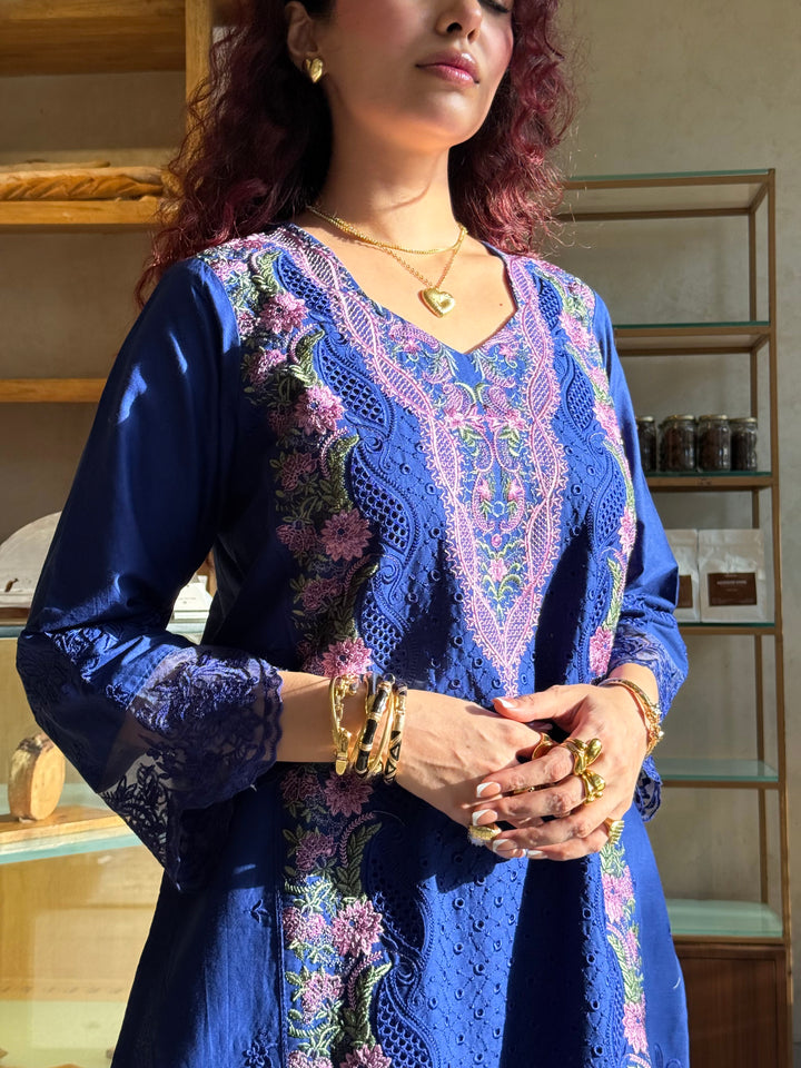 Aneeta Blue Cotton Lawn Suit Set