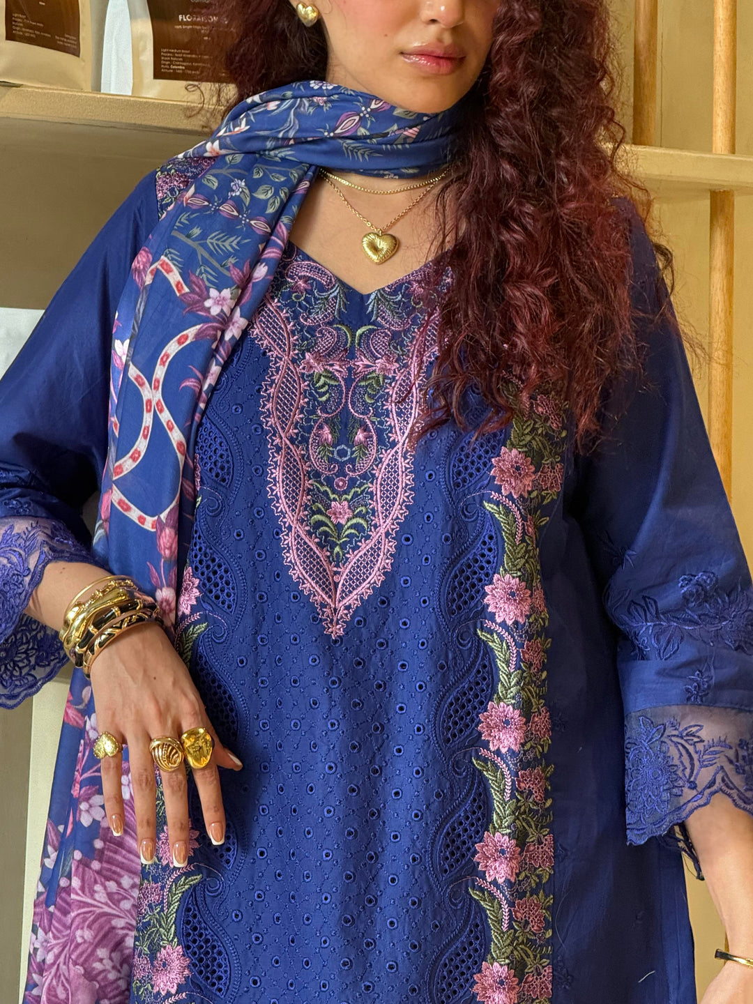 Aneeta Blue Cotton Lawn Suit Set