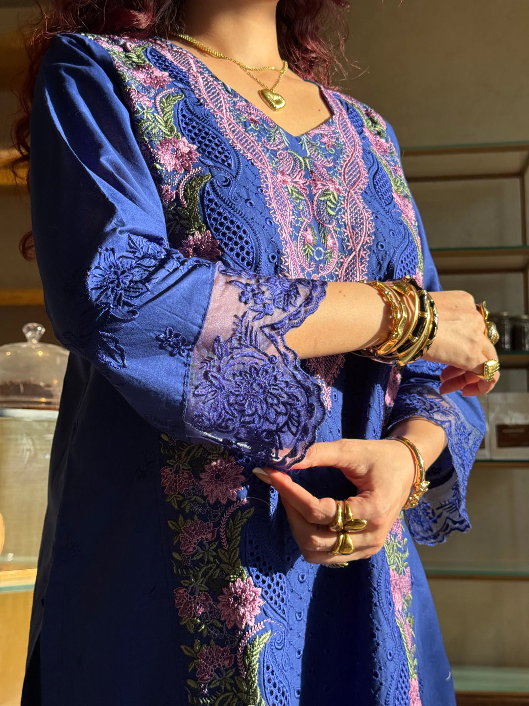 Aneeta Blue Cotton Lawn Suit Set
