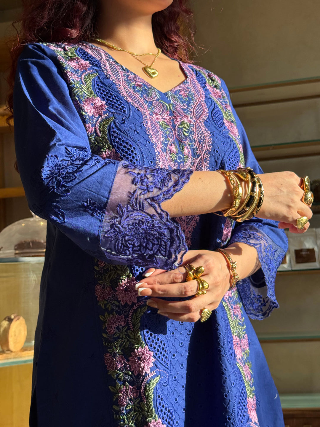 Aneeta Blue Cotton Lawn Suit Set
