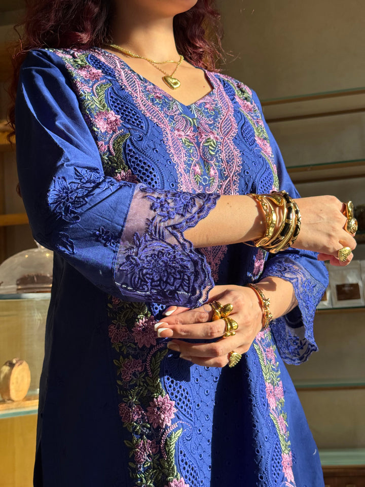 Aneeta Blue Cotton Lawn Suit Set