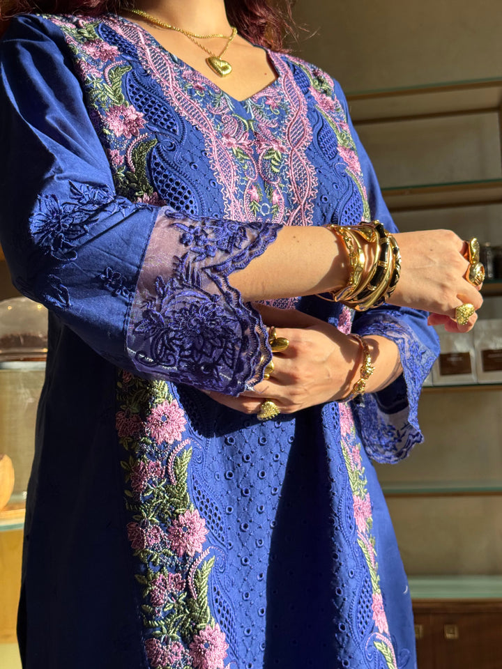 Aneeta Blue Cotton Lawn Suit Set