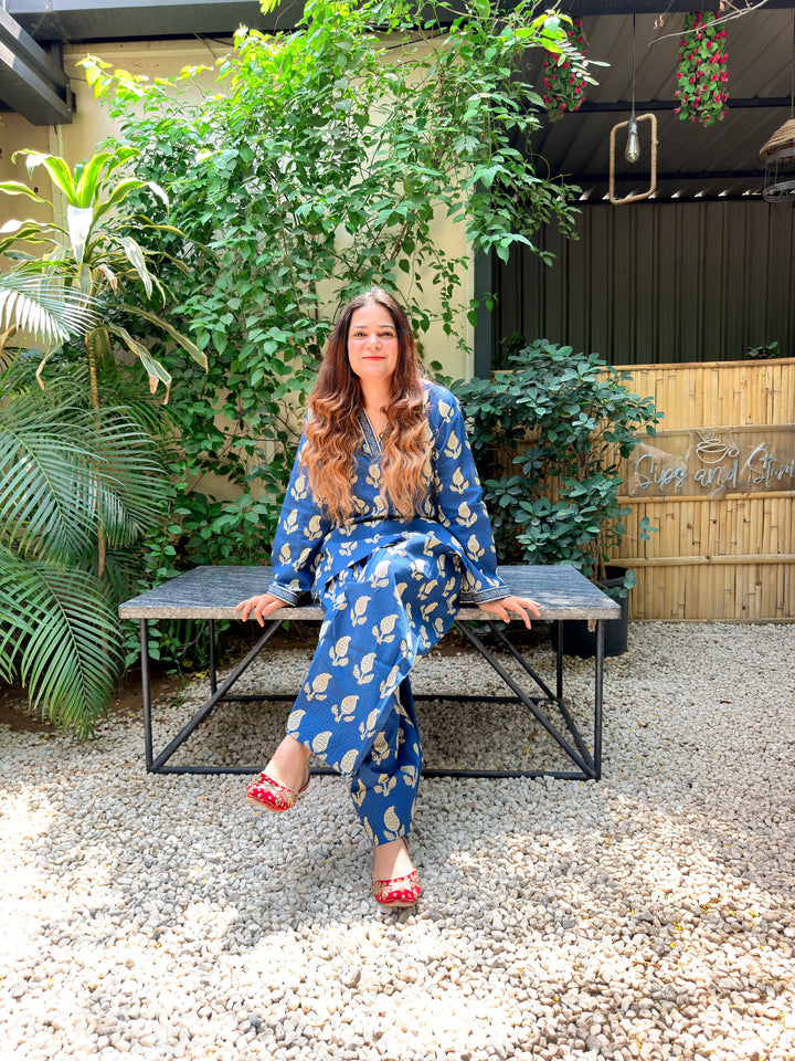 Blue Printed Farshi Salwar Set