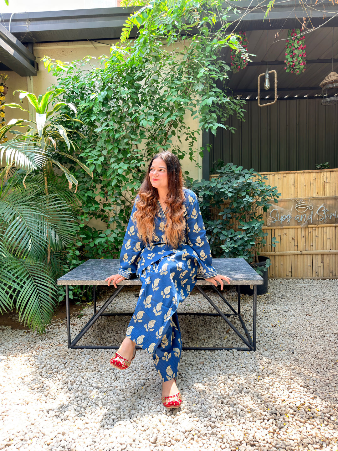 Blue Printed Farshi Salwar Set