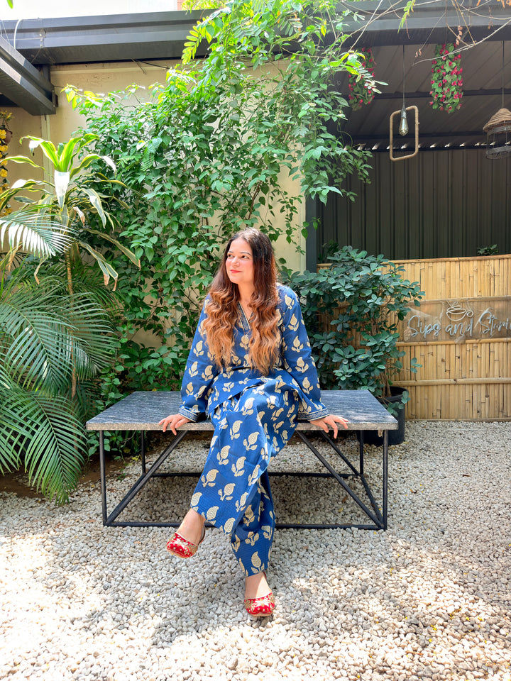 Blue Printed Farshi Salwar Set