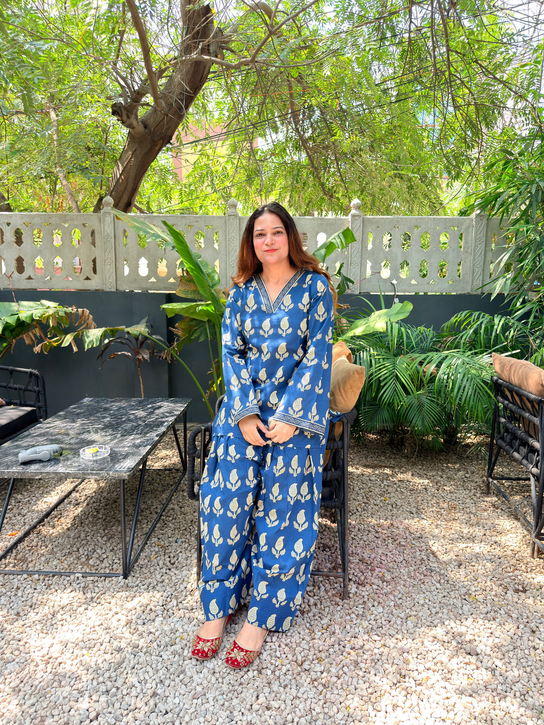 Blue Printed Farshi Salwar Set