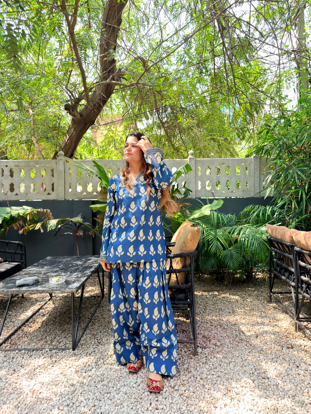 Blue Printed Farshi Salwar Set