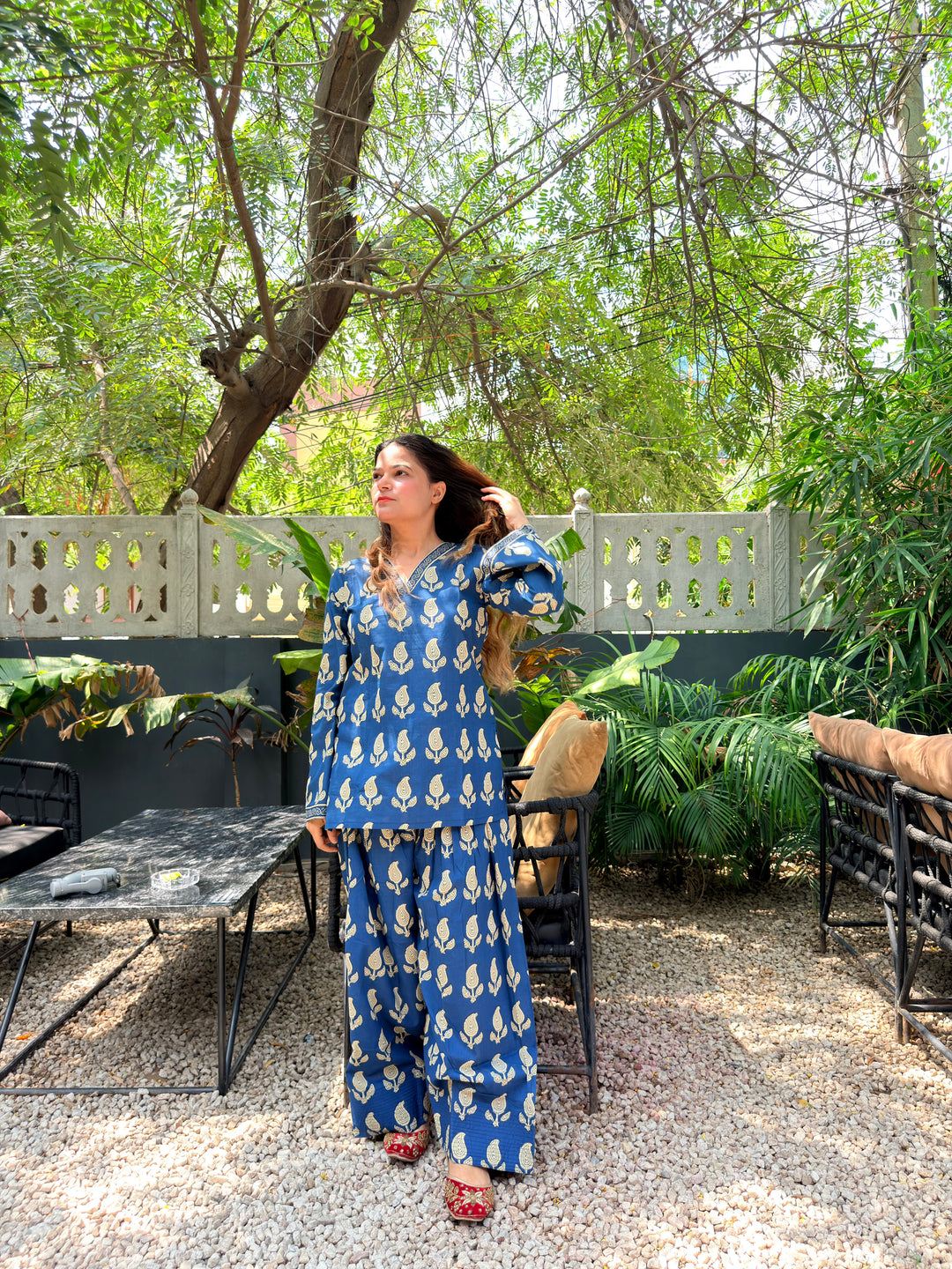 Blue Printed Farshi Salwar Set