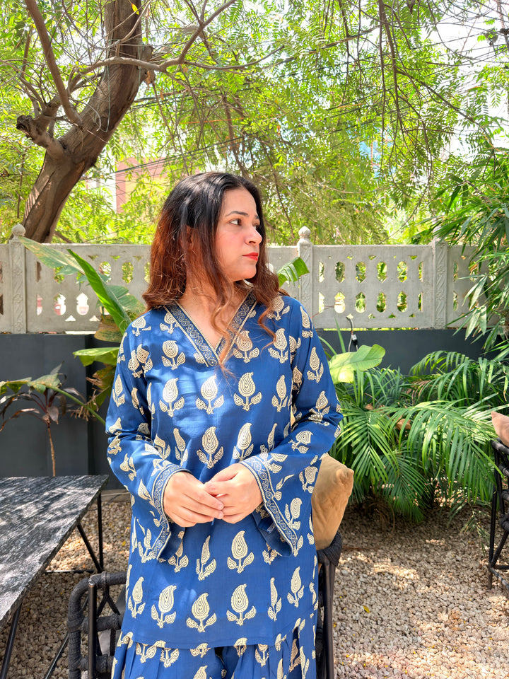 Blue Printed Farshi Salwar Set