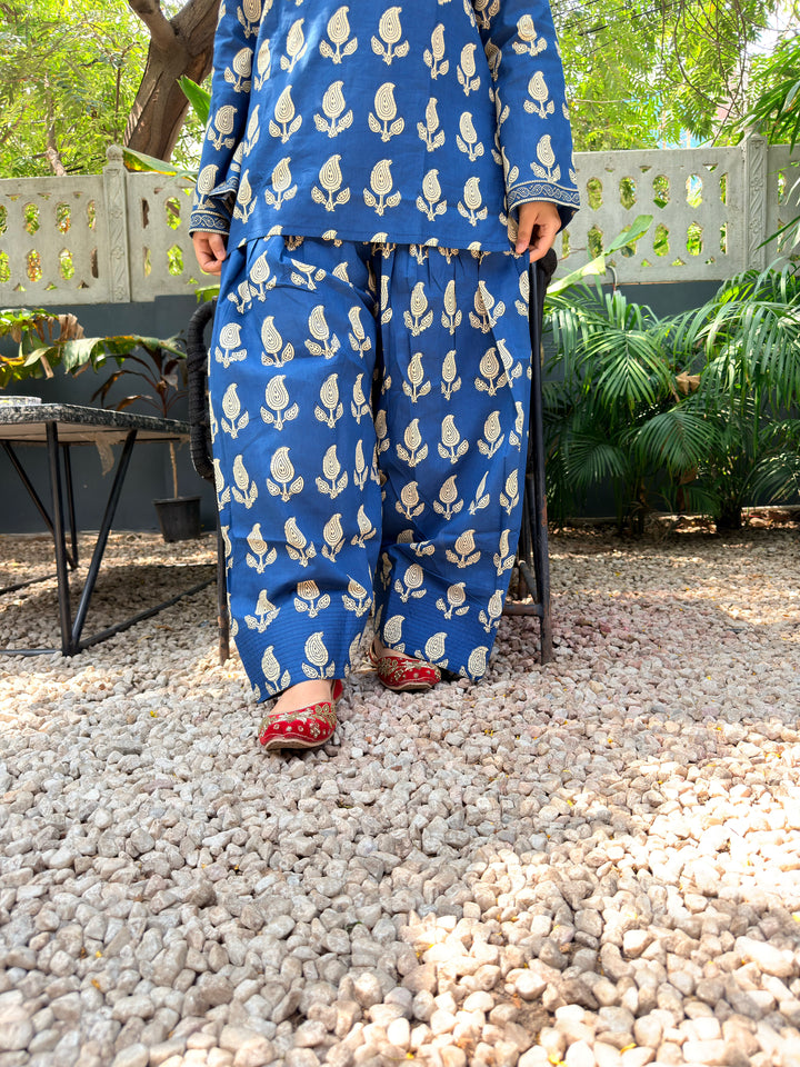 Blue Printed Farshi Salwar Set