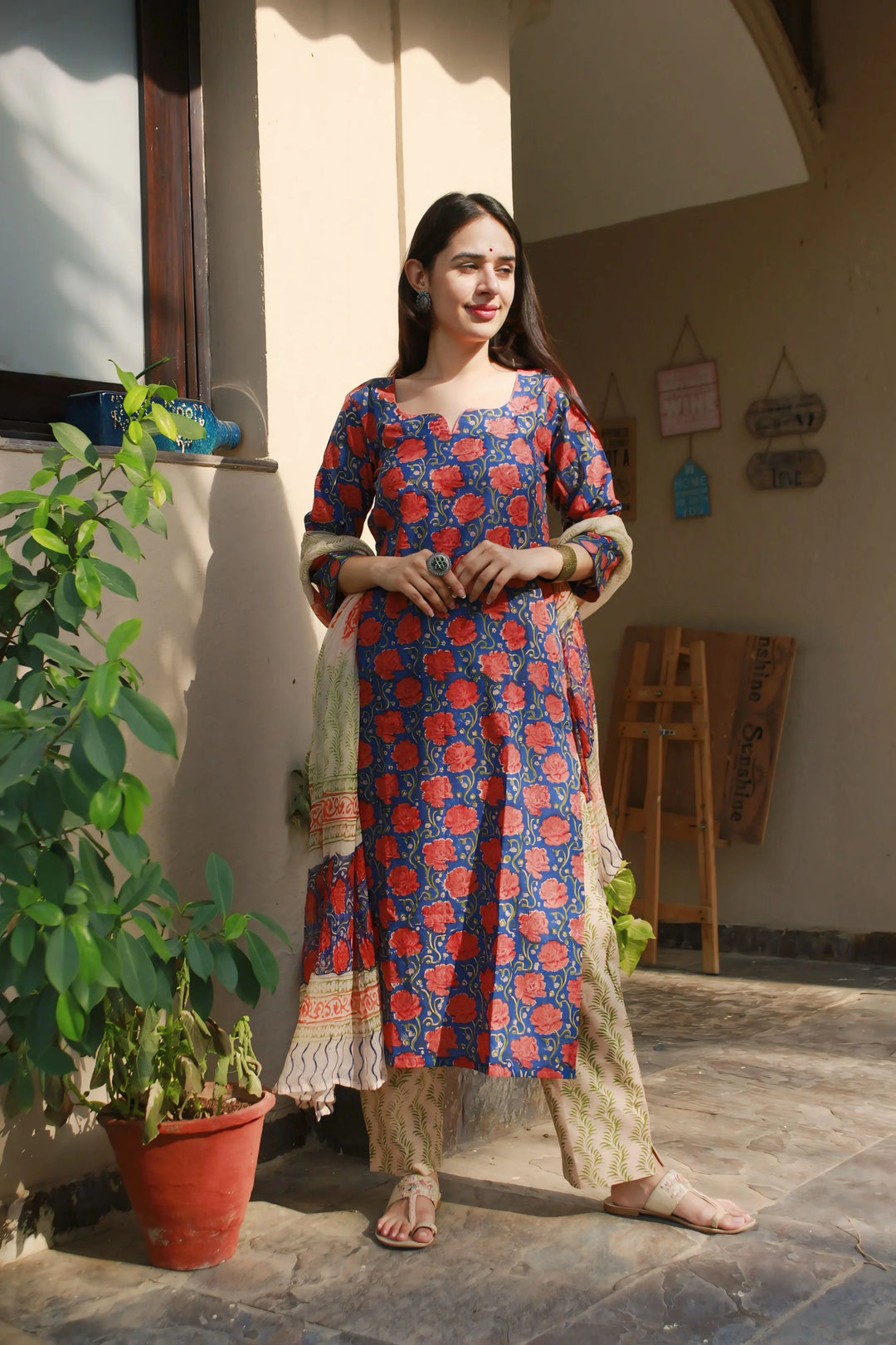 Unstitched - Rose Cotton Suit Set