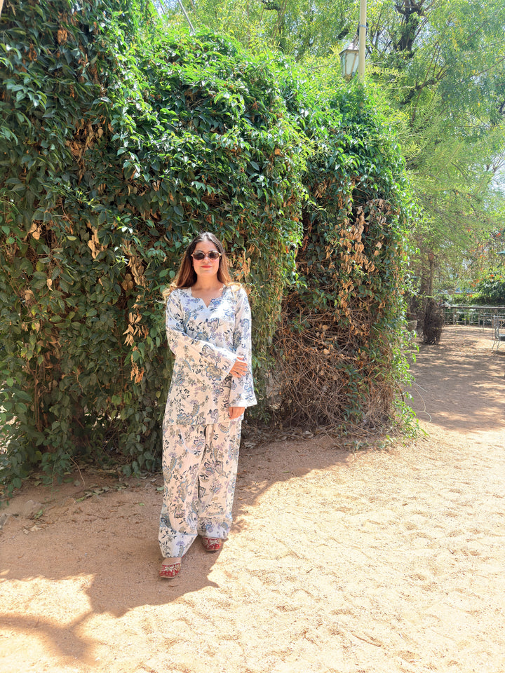 White Printed Farshi Salwar Set