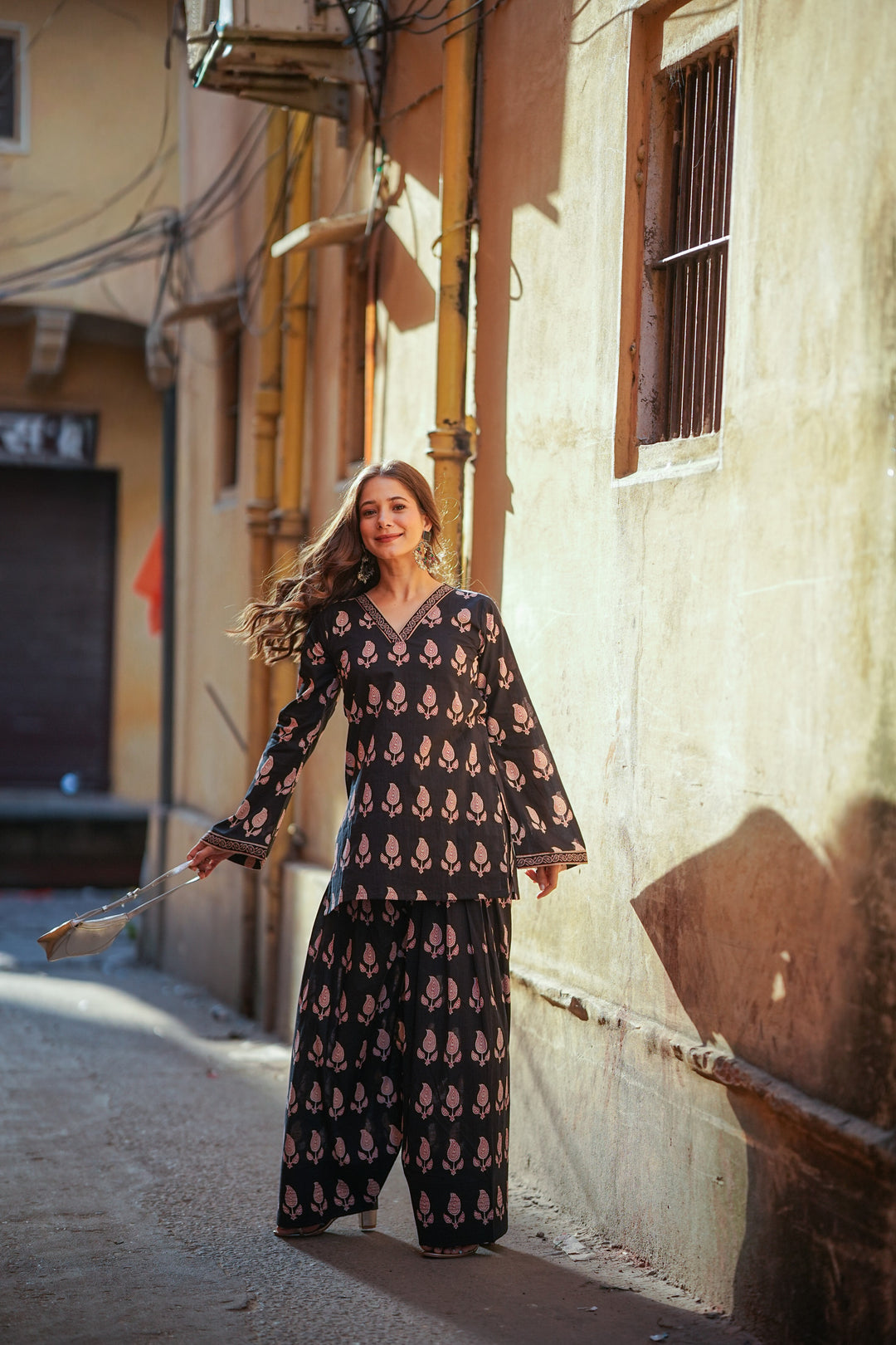 Rimjhim Black Printed Farshi Set