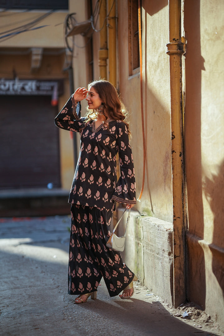 Rimjhim Black Printed Farshi Set