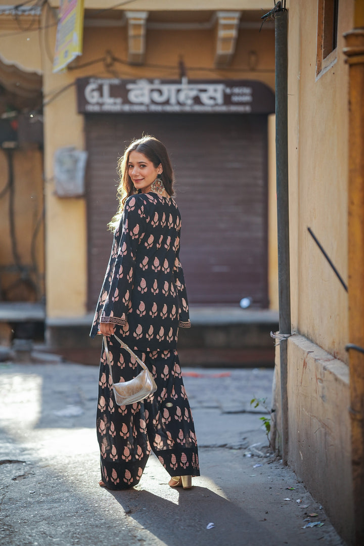 Rimjhim Black Printed Farshi Set