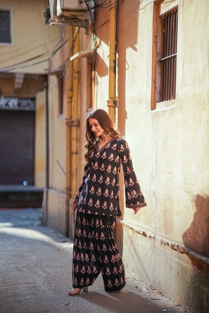 Rimjhim Black Printed Farshi Set
