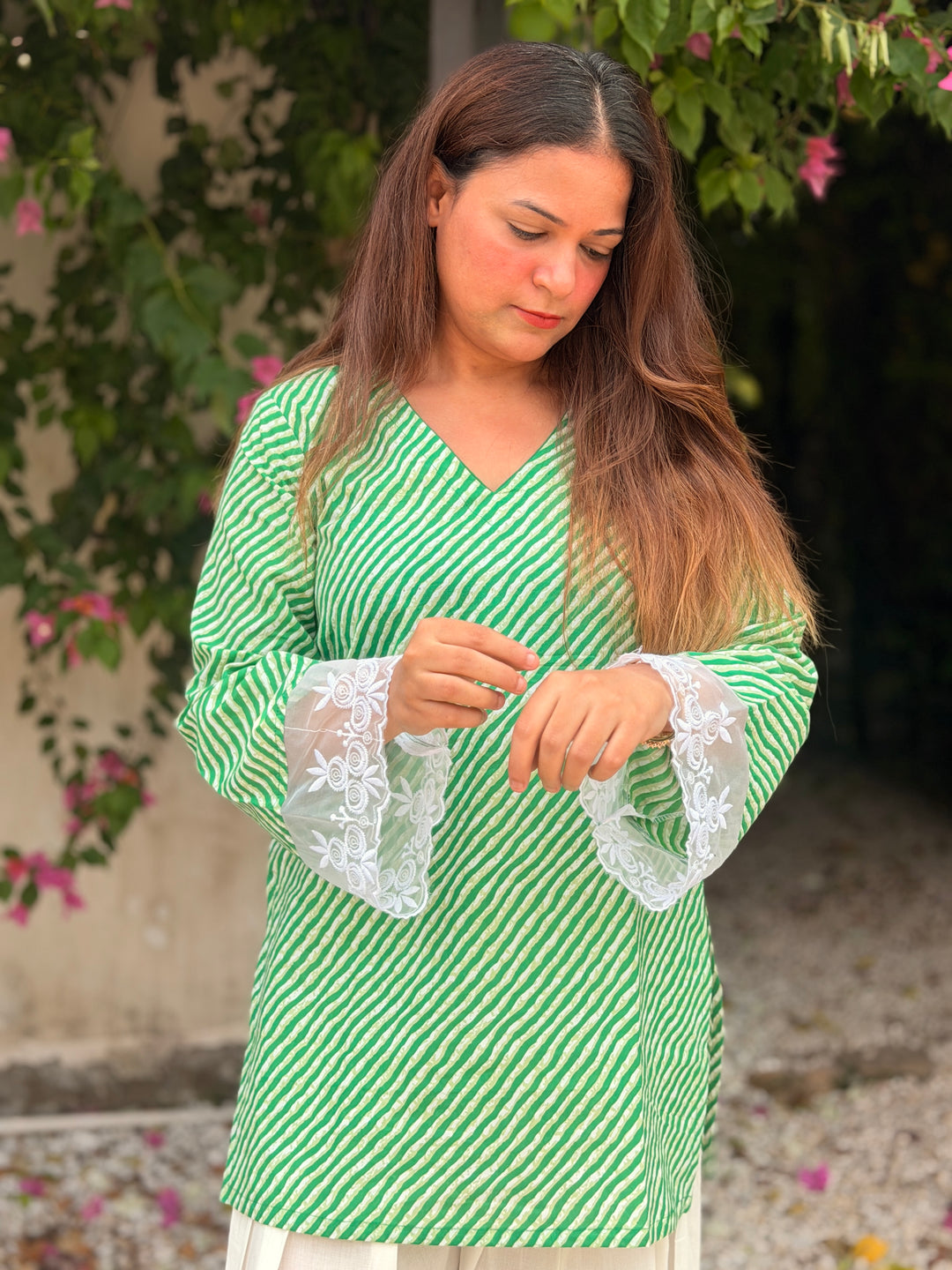 Green Leheriya Farshi Set