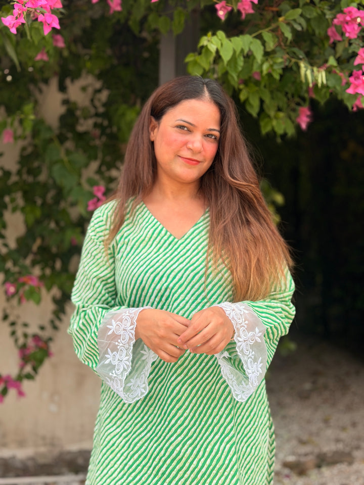 Green Leheriya Farshi Set