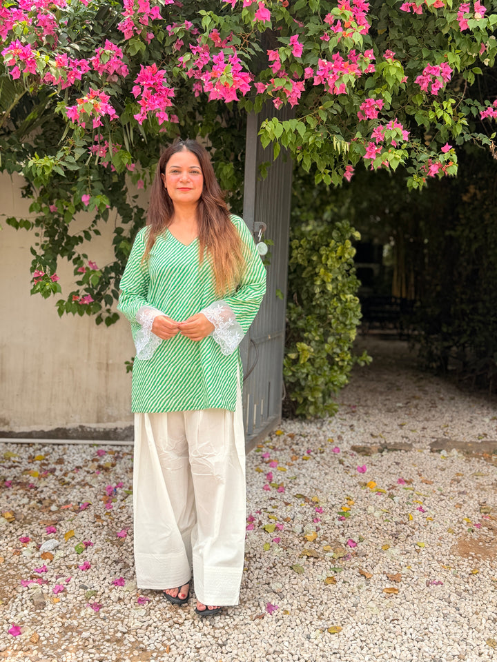 Green Leheriya Farshi Set