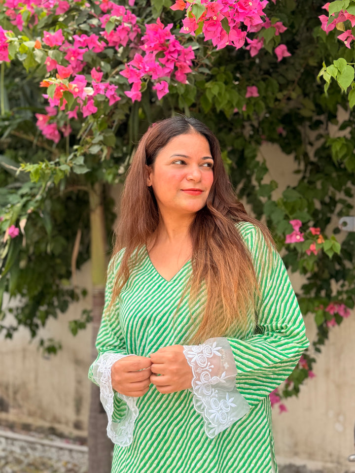Green Leheriya Farshi Set