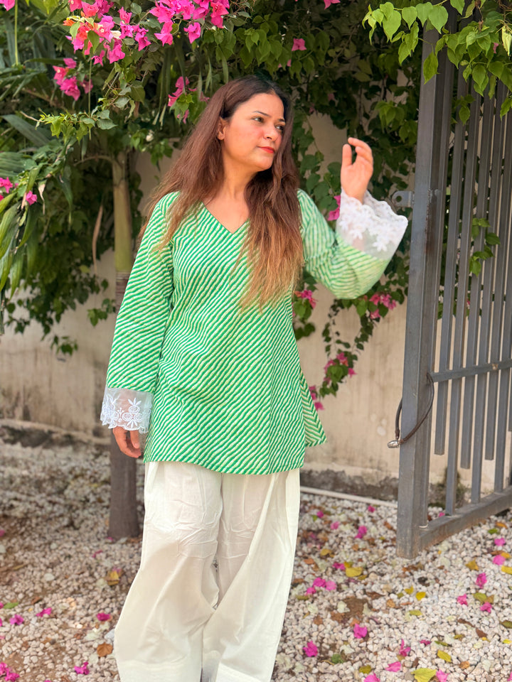 Green Leheriya Farshi Set