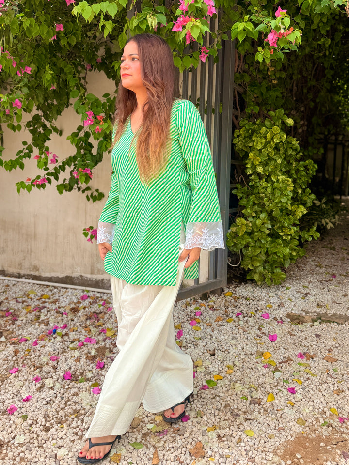 Green Leheriya Farshi Set
