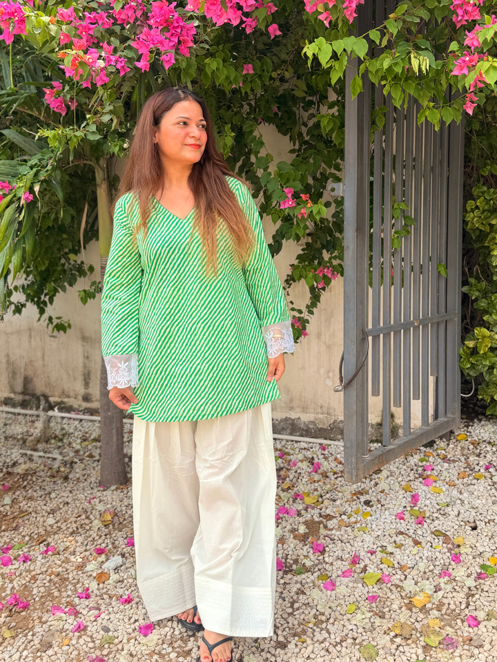 Green Leheriya Farshi Set