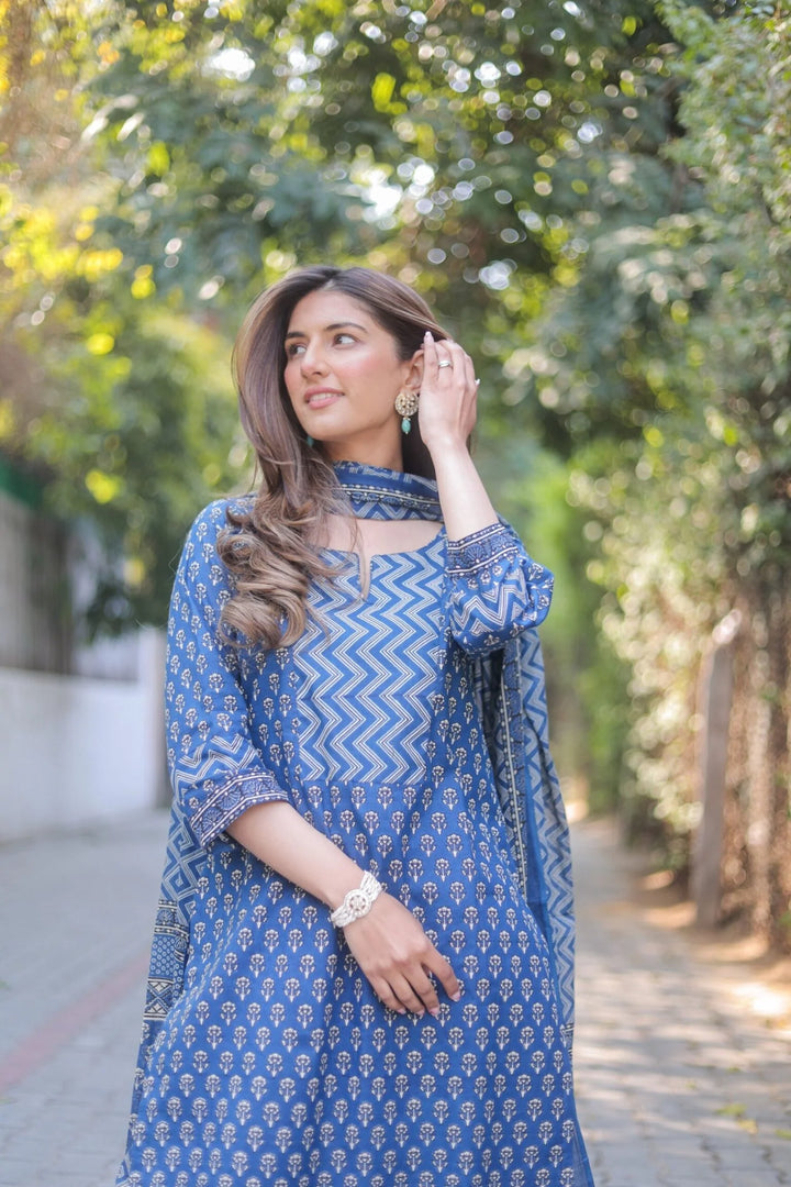 Unstitched - Blue Sahera Suit Set