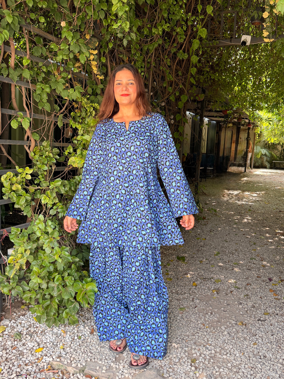 Cheetah Blue A-Line Farshi Set