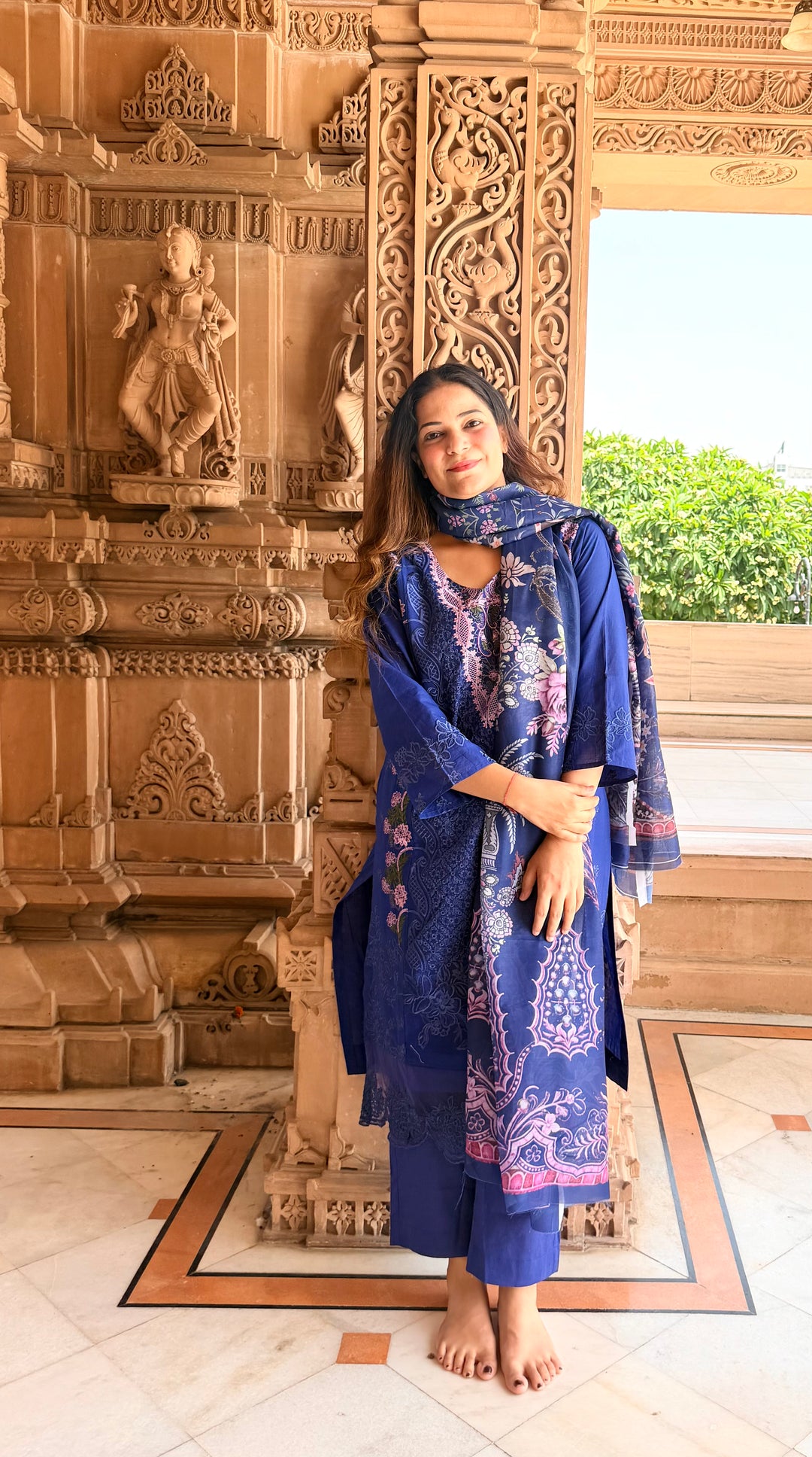 Aneeta Blue Cotton Lawn Suit Set