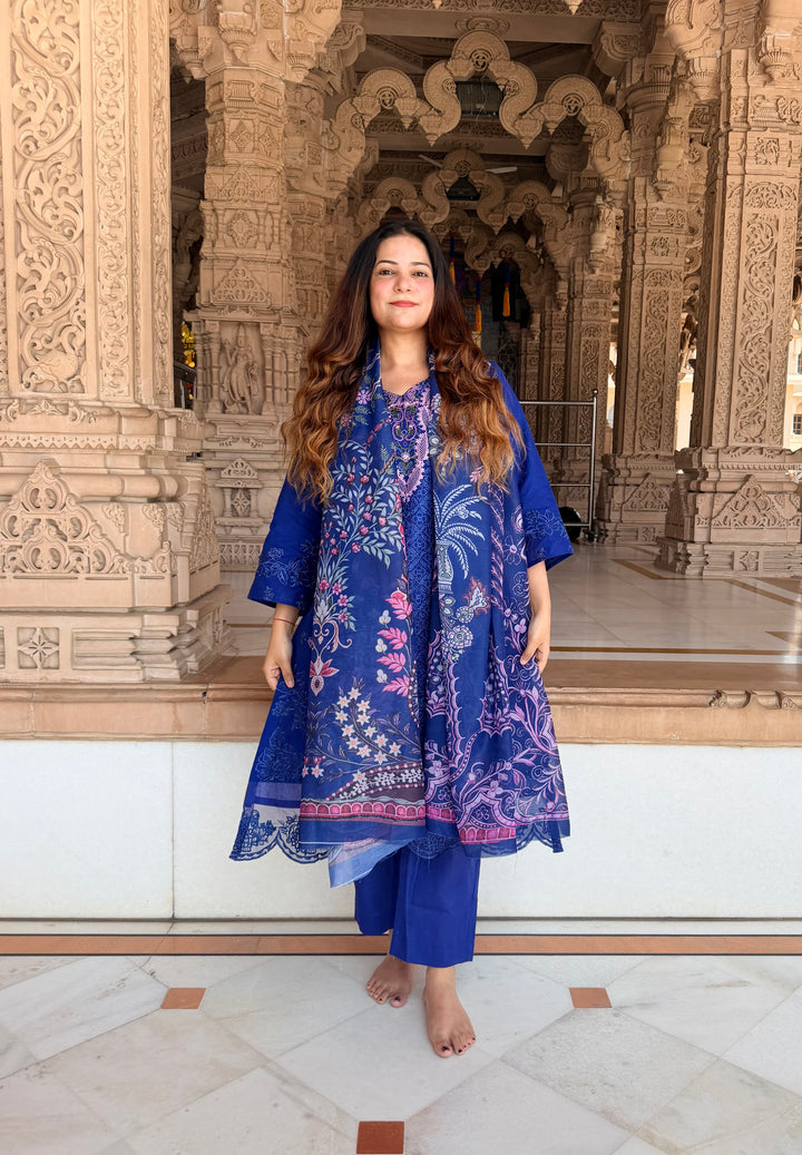 Aneeta Blue Cotton Lawn Suit Set
