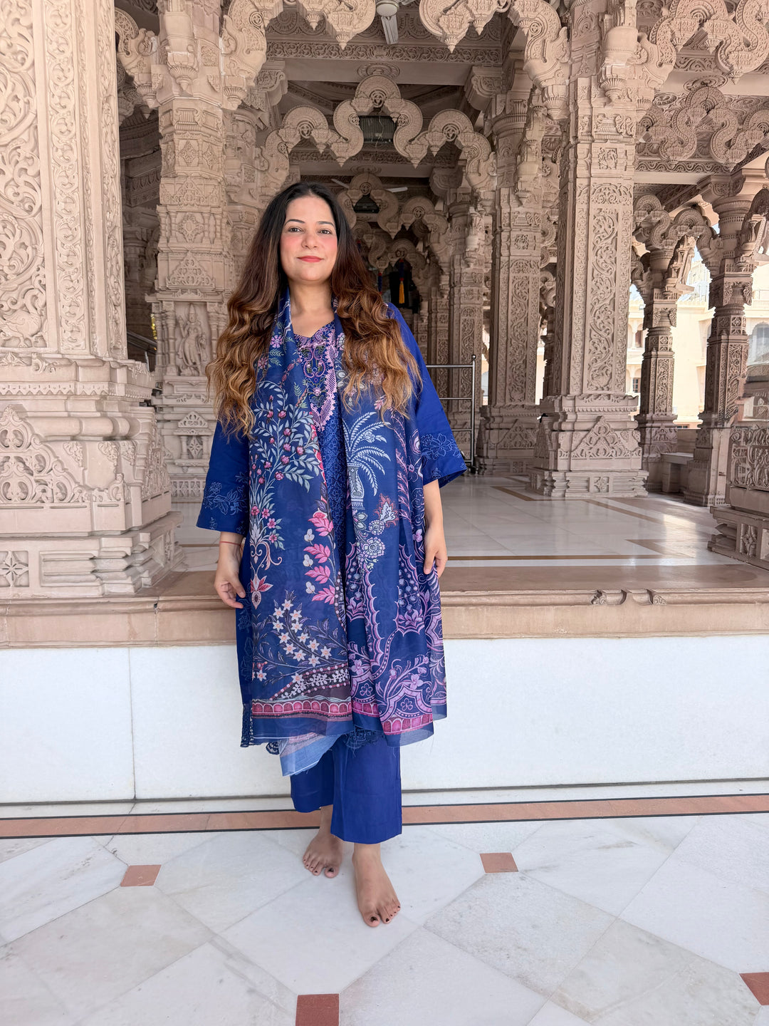 Aneeta Blue Cotton Lawn Suit Set