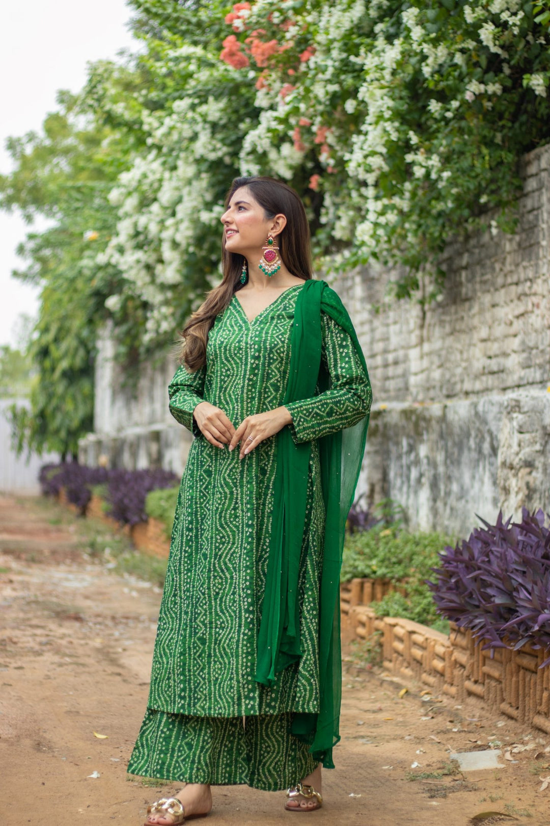 Bottle Green Bandhani Suit Set – DIMPLE DESIGN STUDIO