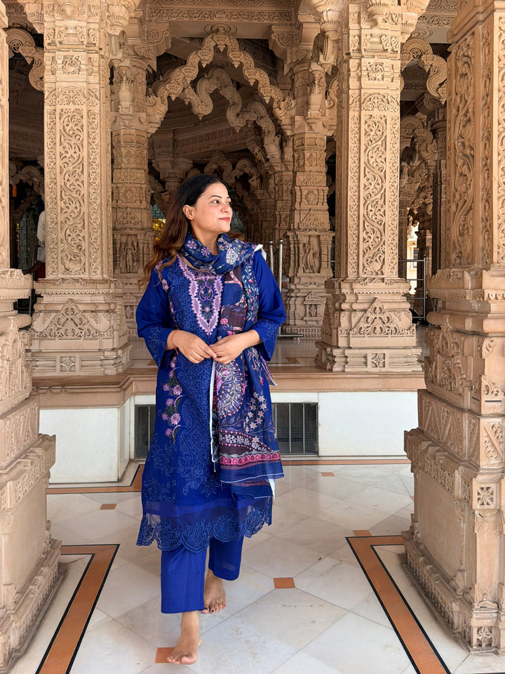 Aneeta Blue Cotton Lawn Suit Set