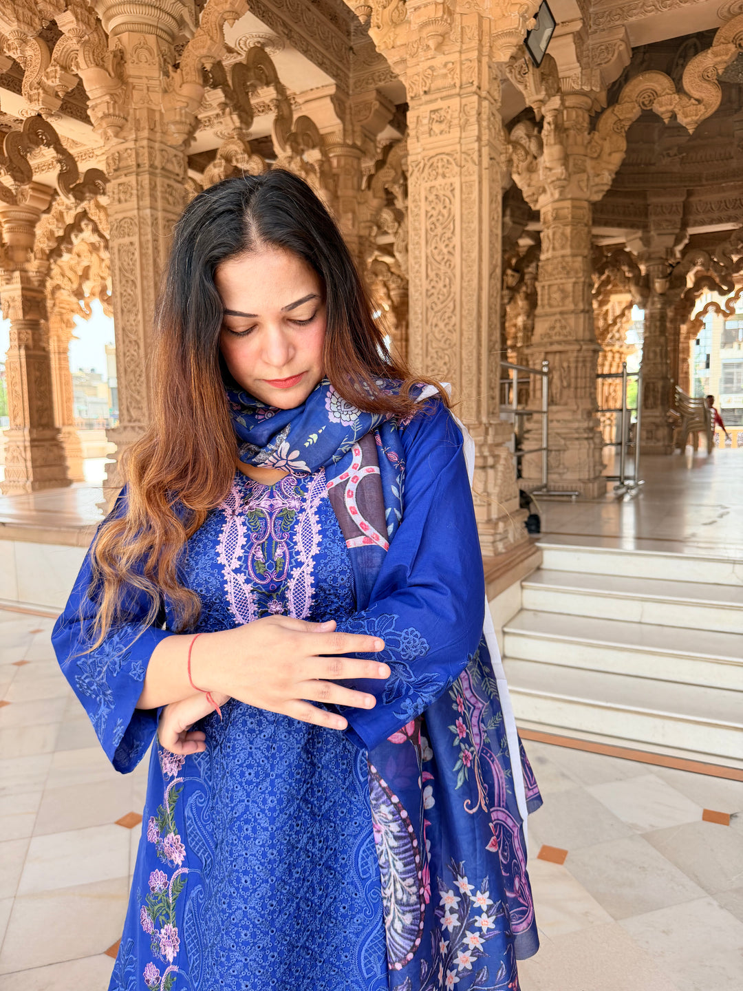 Aneeta Blue Cotton Lawn Suit Set
