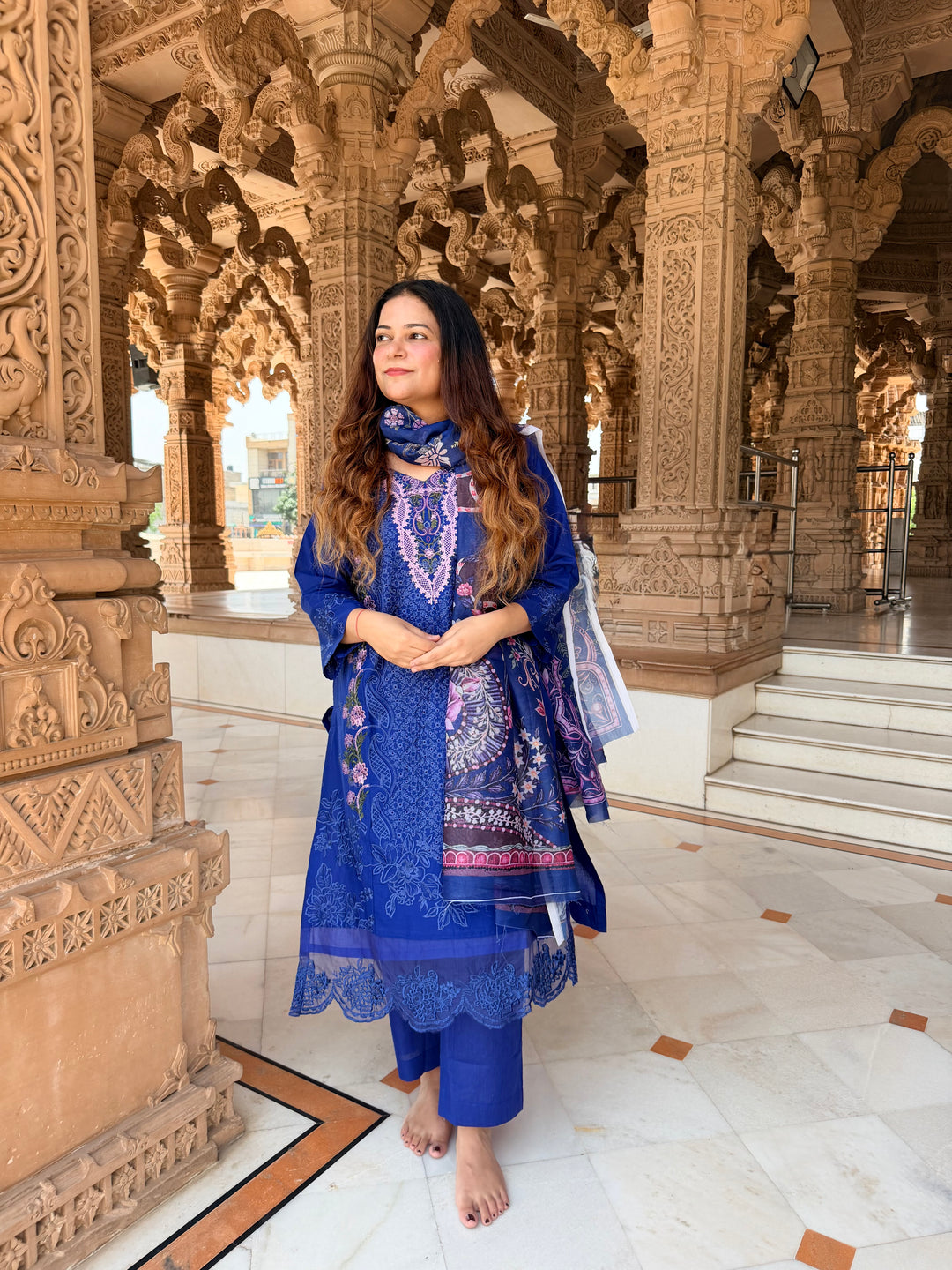 Aneeta Blue Cotton Lawn Suit Set