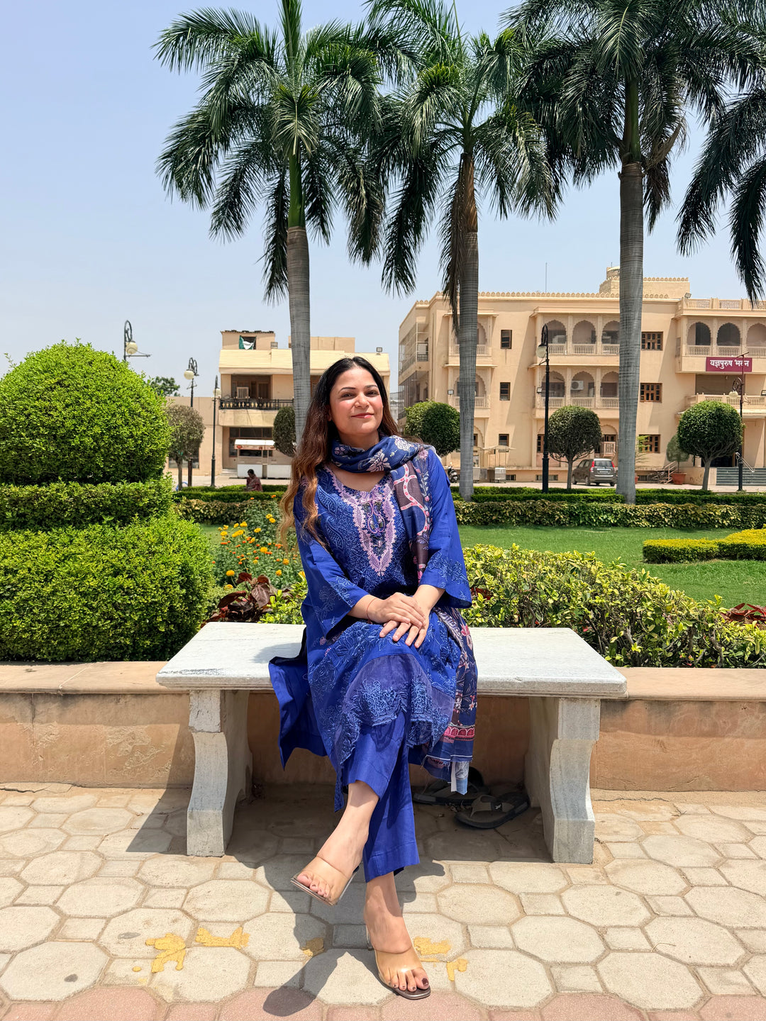 Aneeta Blue Cotton Lawn Suit Set