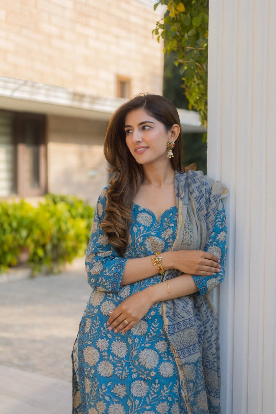 Unstitched - Dazzle Blue Straight Suit Set
