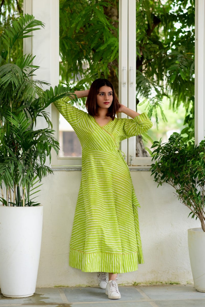 Lime Green Angrakha Dress