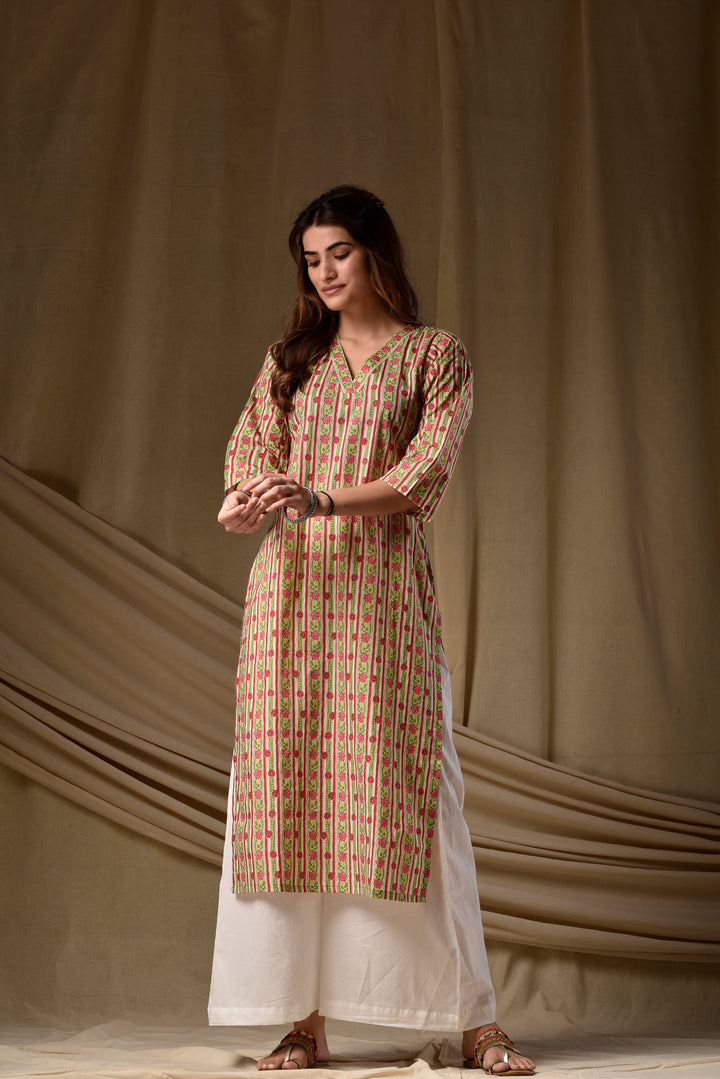 Multicolor Stripe Straight Kurta