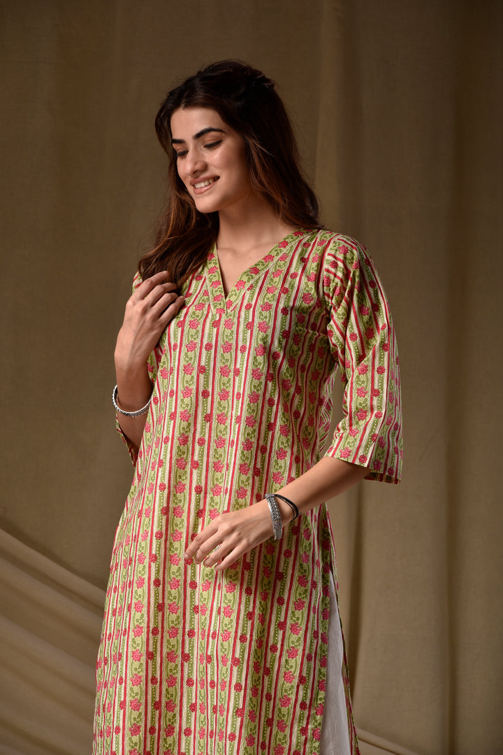 Multicolor Stripe Straight Kurta