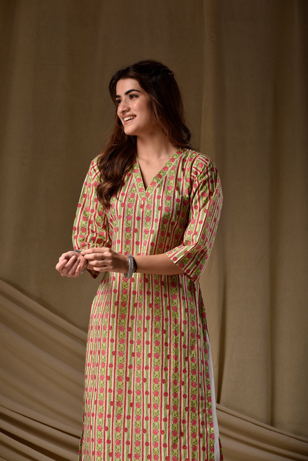 Multicolor Stripe Straight Kurta