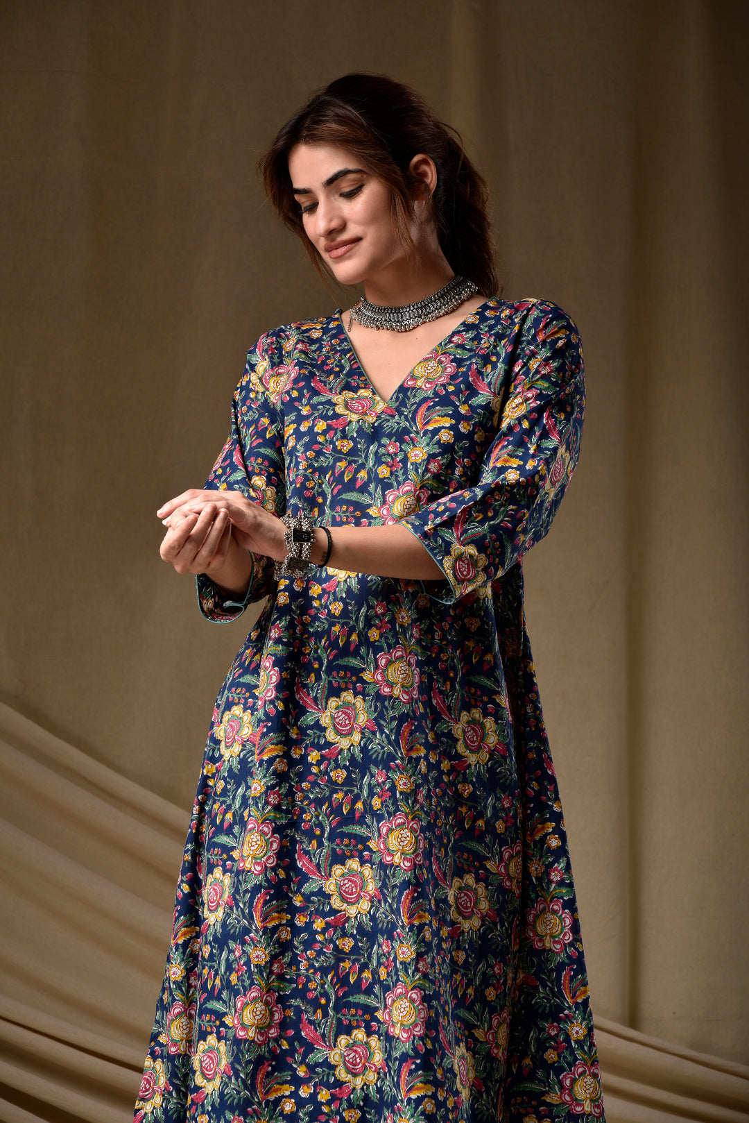 Navy Bahara A-line Kurta – DIMPLE DESIGN STUDIO