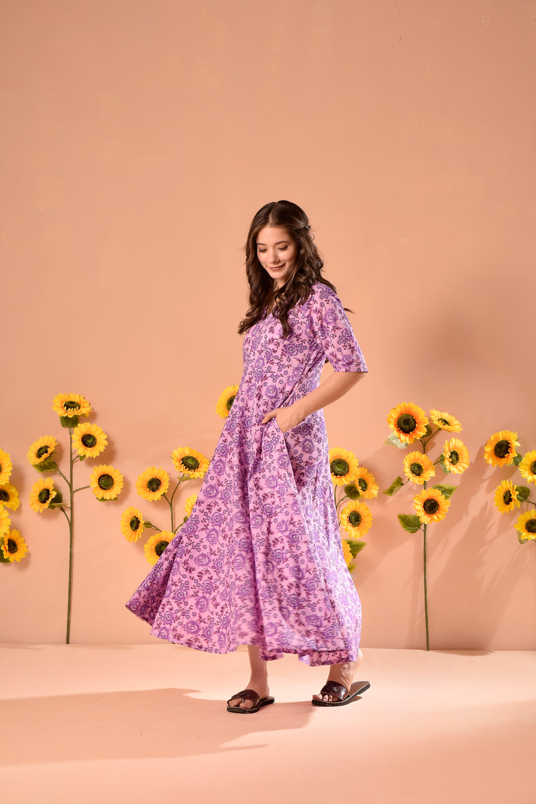 cotton lilac dress Cotton Short Lilac Purple Casual Dress for Vacations Light Lilac / XSmall