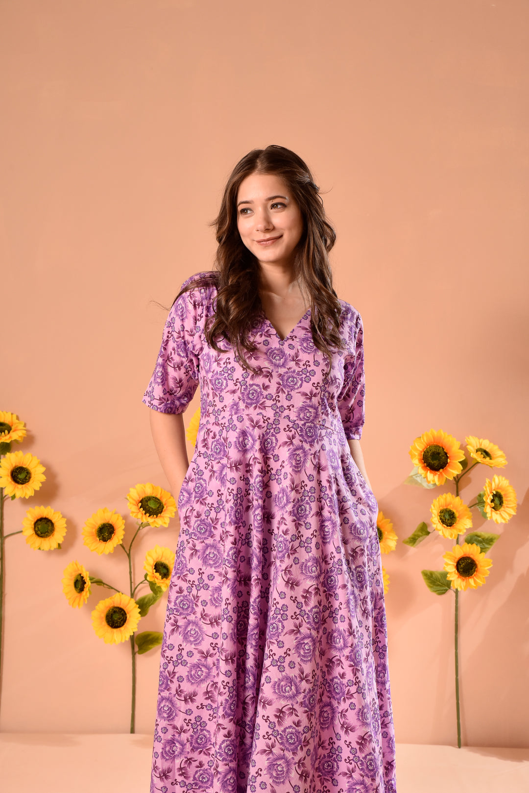 Lilac Floral Cotton Dress